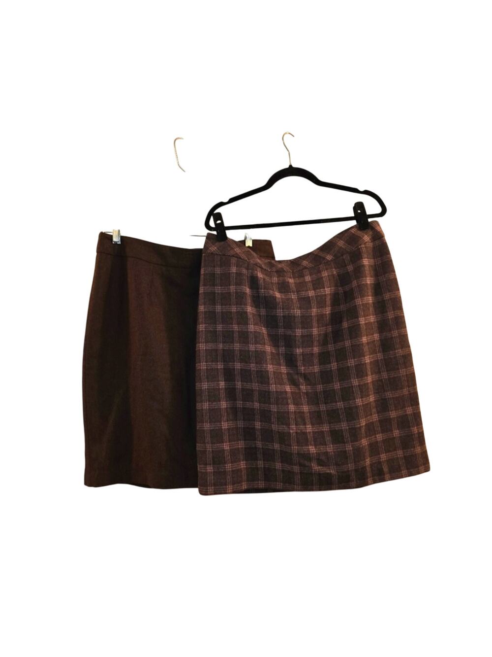 Chadwicks Wool Blend Plaid Brown Pencil Skirt Knee-Length Sz 14 Workwear Preppy
